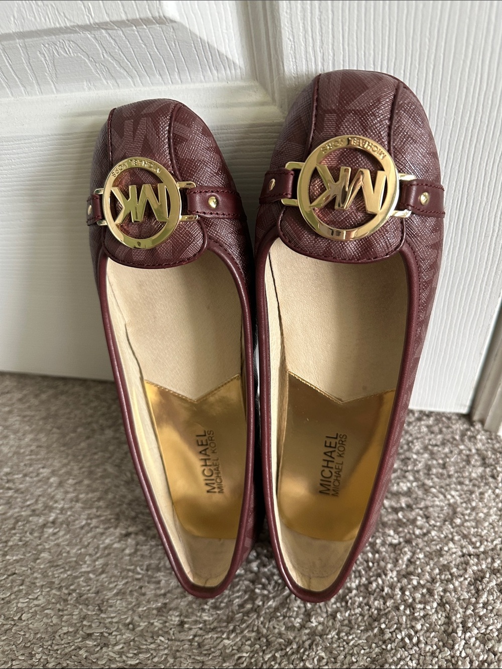 MICHAEL Michael Kors Wine Saffiano Logo Ballet Flats